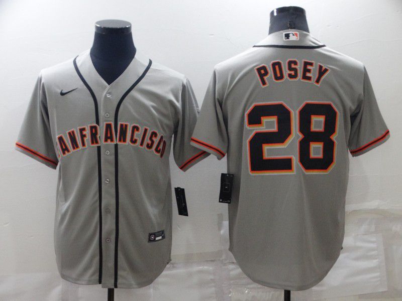 Men San Francisco Giants 28 Posey Grey Game Nike 2022 MLB Jersey